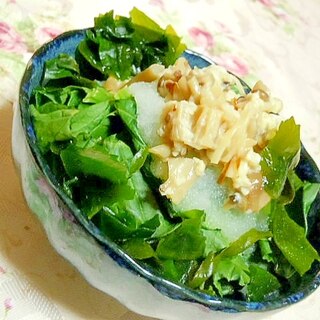 大根おろしｄｅ❤ワカメと小松菜の塩麹きのこ和え❤